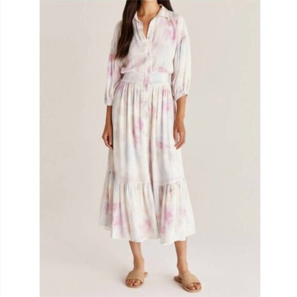 Z SUPPLY Tanya Watercolor Midi Dress L - Picture 1 of 16